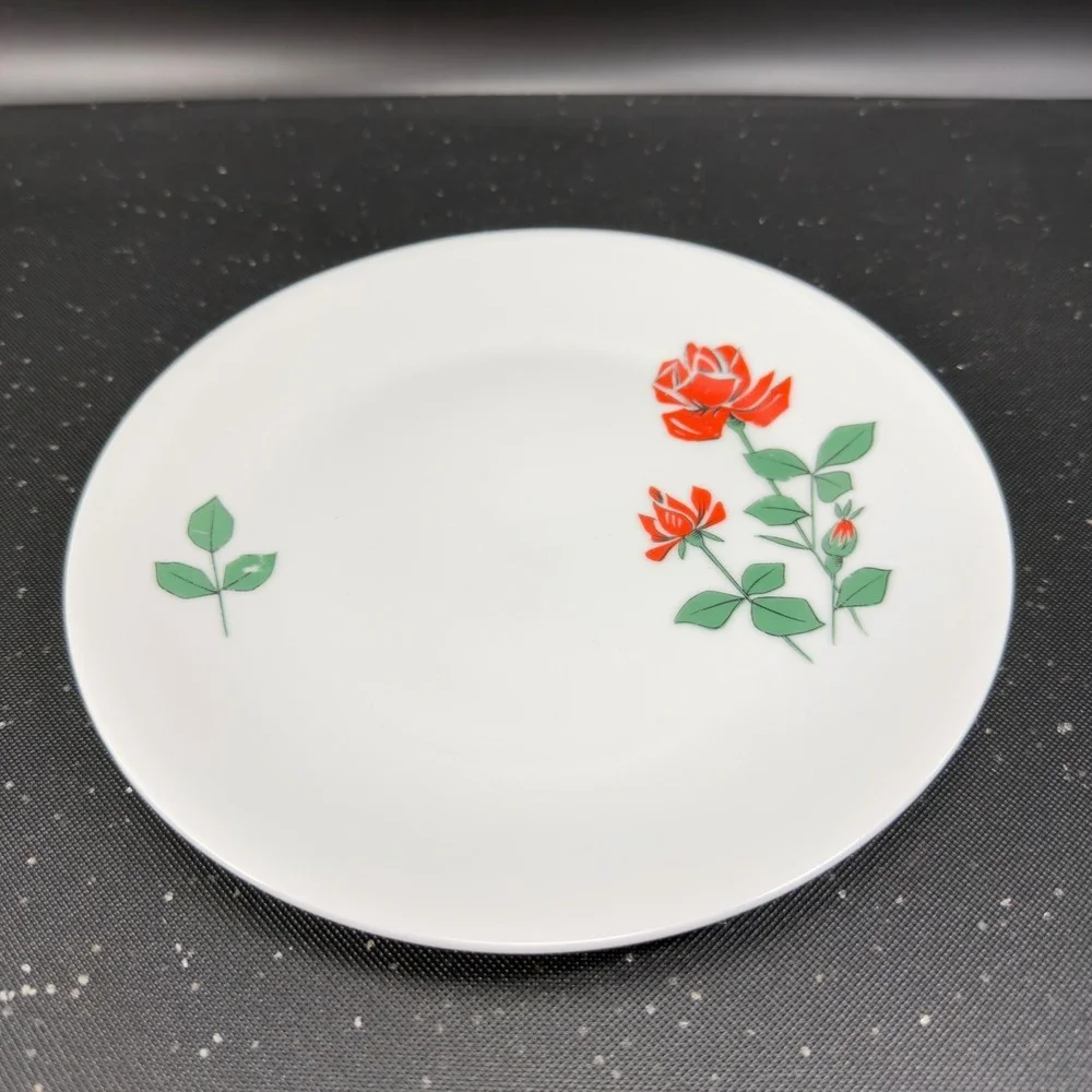 Seltmann‎ Weiden Bavaria Red Rose Porcelain Plates Dishes Set of 2 Germany Decor